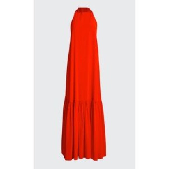 Tibi Pleated Silk-Chiffon Halterneck Dress size 12 - Picture 2 of 4